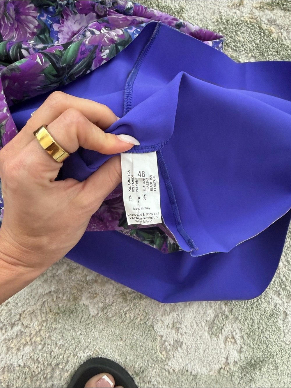 Chiara Boni Purple Floral One Shoulder Dress - Picture 7 of 7